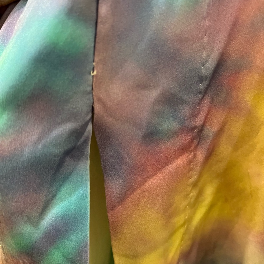 Retrofête Marlene Silk Dress in Rainbow Tie-Dye, Size M - Picture 15 of 16